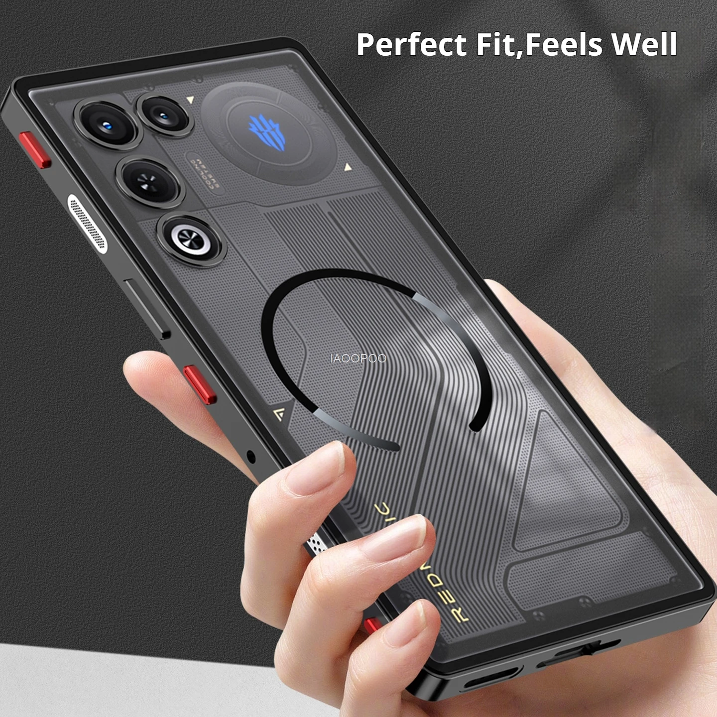 Aluminiowa metalowa ramka, matowe, przezroczyste etui na telefon do Nubia RedMagic 11 Pro Plus 11Air, magnetyczna obudowa do bezprzewodowego ładowania. — zdjęcie produktu 3