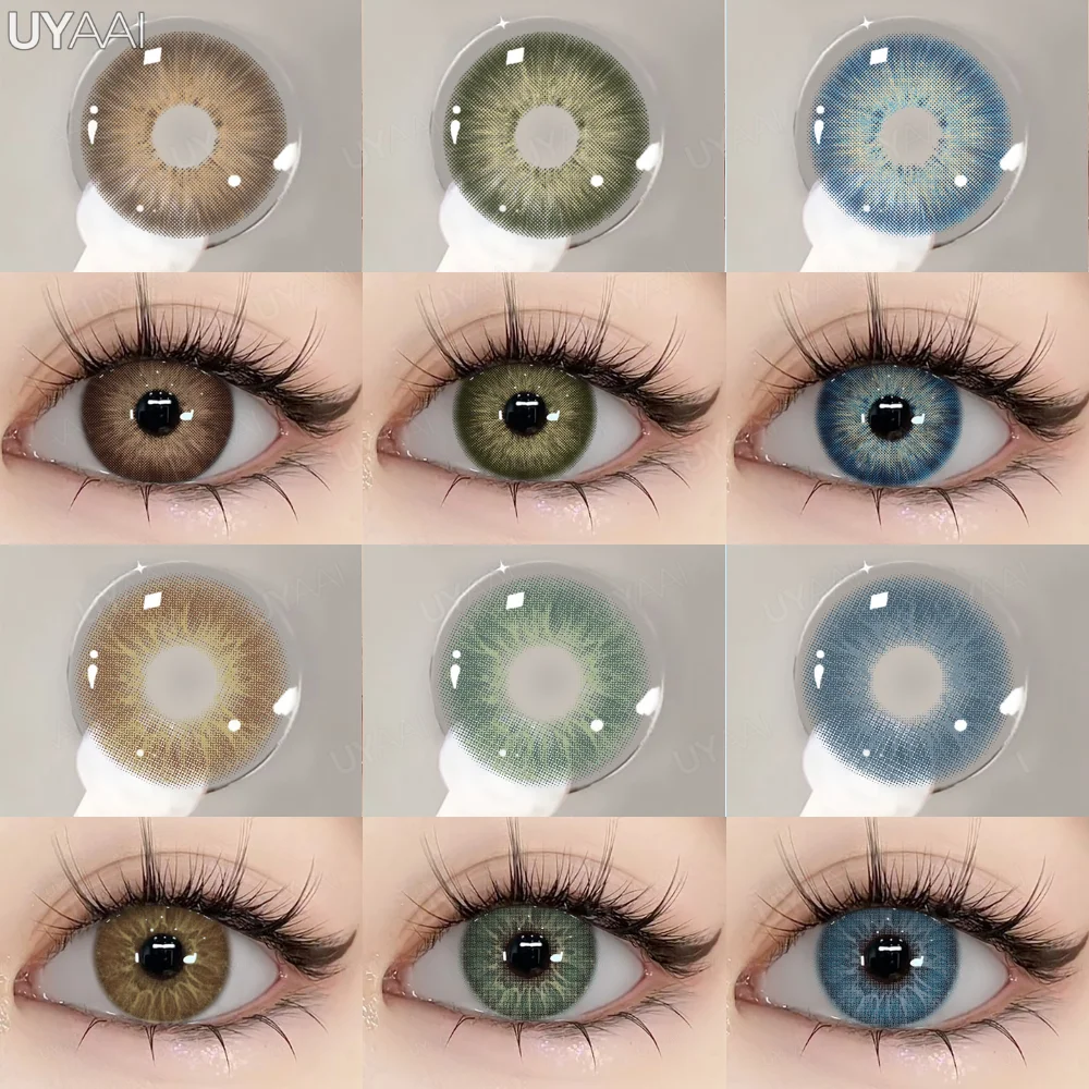 UYAAI, 1 par de pupilas de colores de alta calidad para ojos, lentes de moda coreana, contactos de ojos azules, lentes de colores grises naturales para mujer