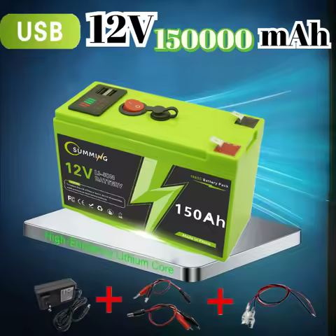 12V 150Ah Lithium LiFeP04 Battery for Solar Charging,Fish Finder Marine Outdoor Camping Off-Grid Applications with USB Port