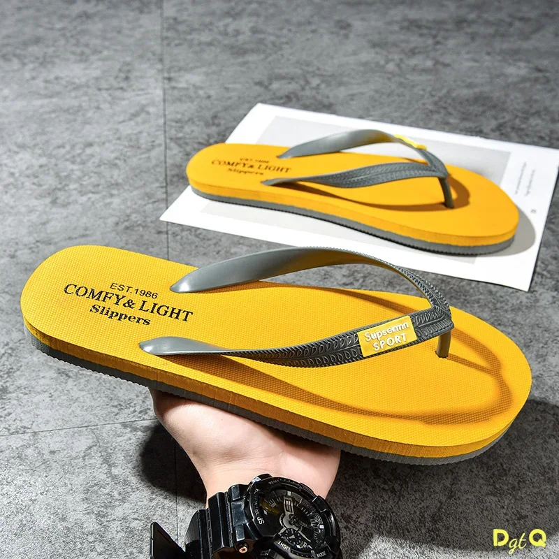 

Fashion Yellow Casual Slippers Men Flip Flops Outdoor Summer Shoes Sale Non-Slip Beach Slides Men Home Slippers chanclas hombre