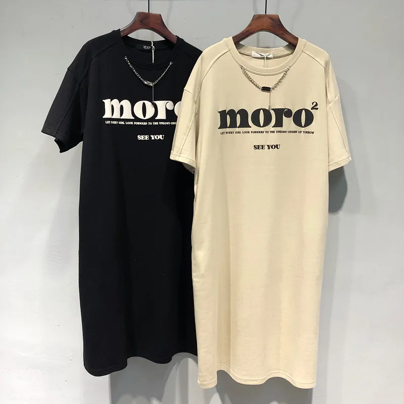 plus Size T-Shirt Dress 300 Pounds Spring Summer New Style 3D Letter Pattern Loose Korean Style Long T-Shirt Dress for Plump ...