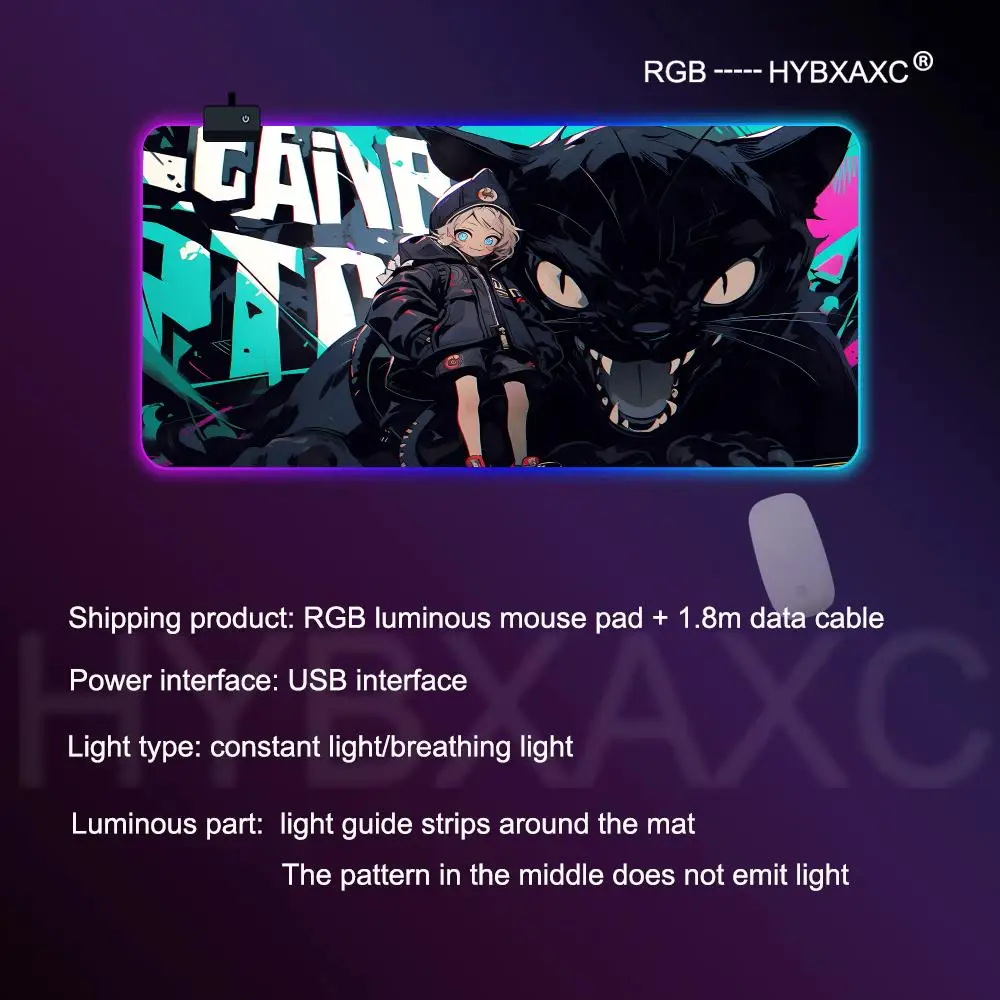 

Коврик для мыши HYBXAXC 1000X500 мм, игровой коврик для мыши RGB, настольный коврик HD Gamer, большой светодиодный светильник XXL, коврик для мыши с котом и девочкой