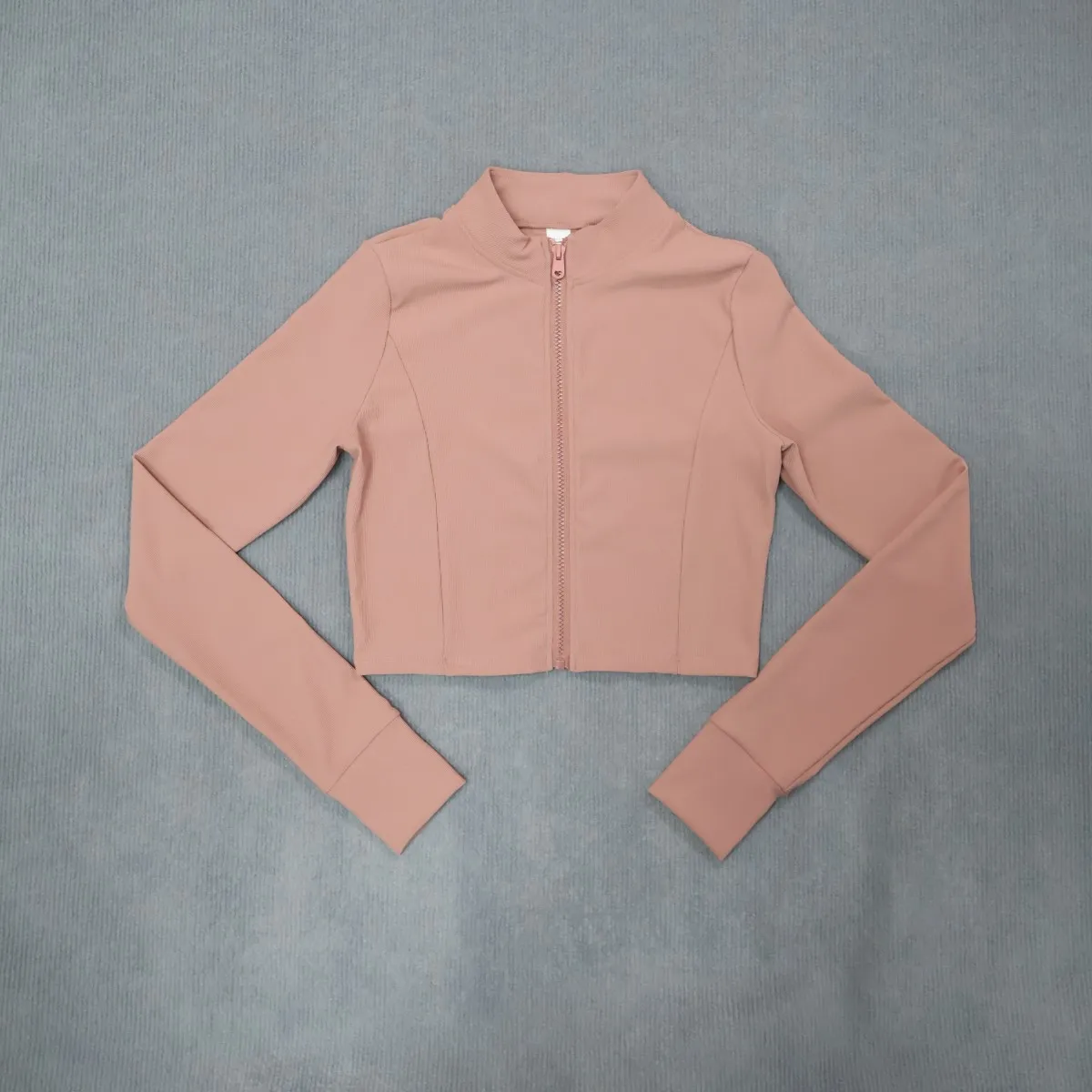 Damen Sportjacke mit hohem Kragen und Reißverschluss, Slim Fit, Langarm Yoga & Fitness Oberteil, schnelltrocknend und atmungsaktiv, Outdoor-Sportbekleidung – Detail 12