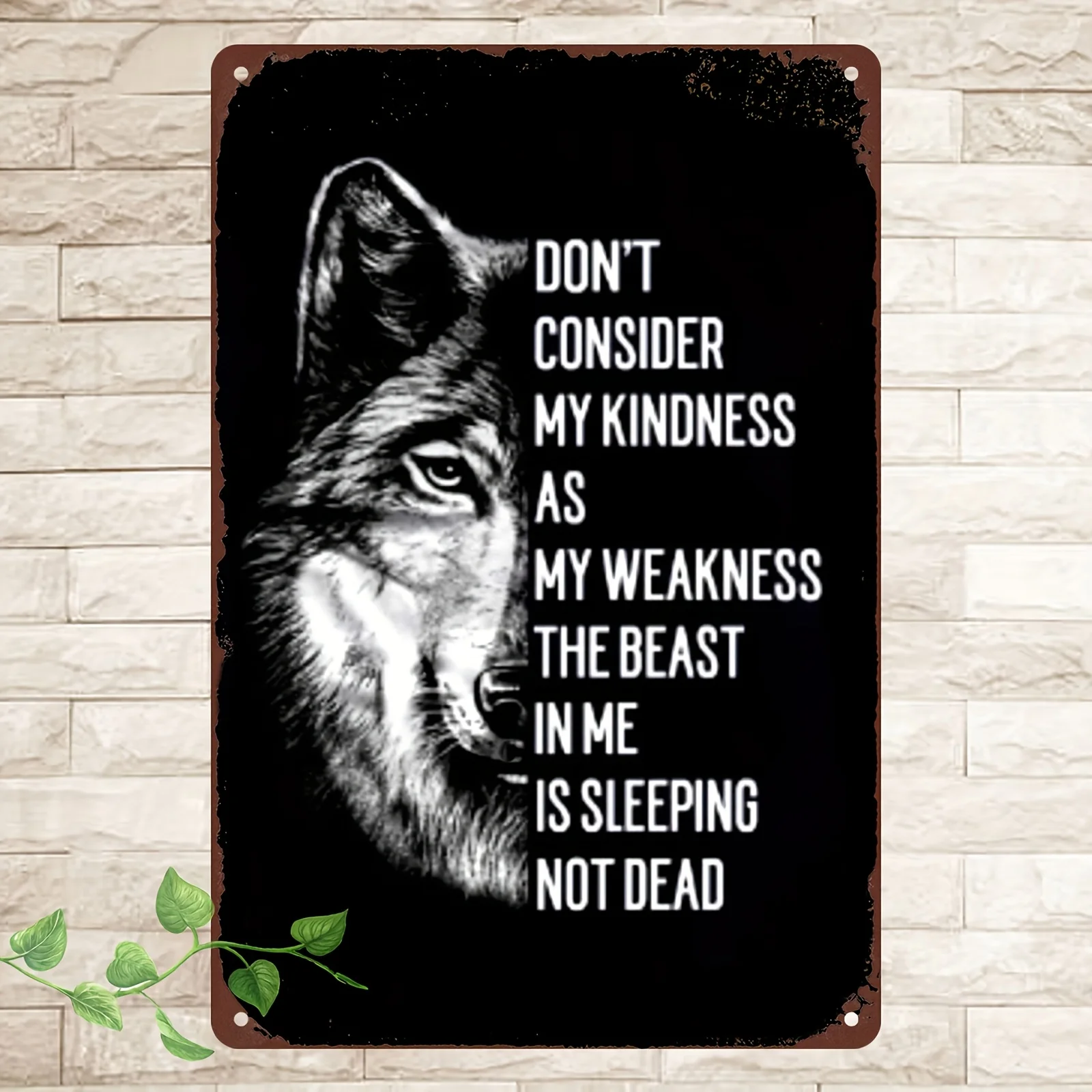 of retro wolf aluminum wall sign - 