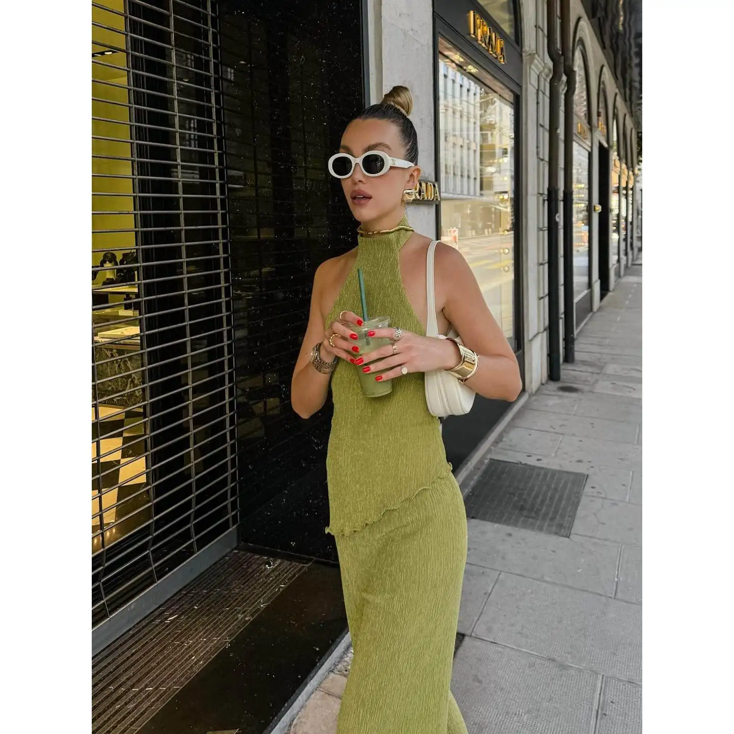 

Spring Summer Svel Ne Hanging Tank Top Wide Leg Pants Set Women's Casual Sportswear Ensemble without Brand