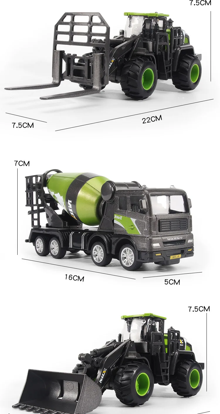 1/50 Diecast Engineering Fahrzeug Bagger Bulldozer Auto Modell Simulation Legierung Kopf Dumper Lkw Kran Tanker Spielzeug für Kinder Jungen – Detail 13