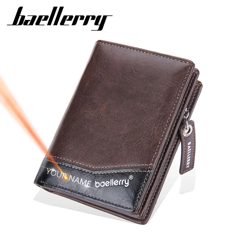 Baellerry 2023 New Short Men Wallets Free Name Customized Card Holder Luxury Male Purses Simple Classic Coin Pocket Men's Wallet