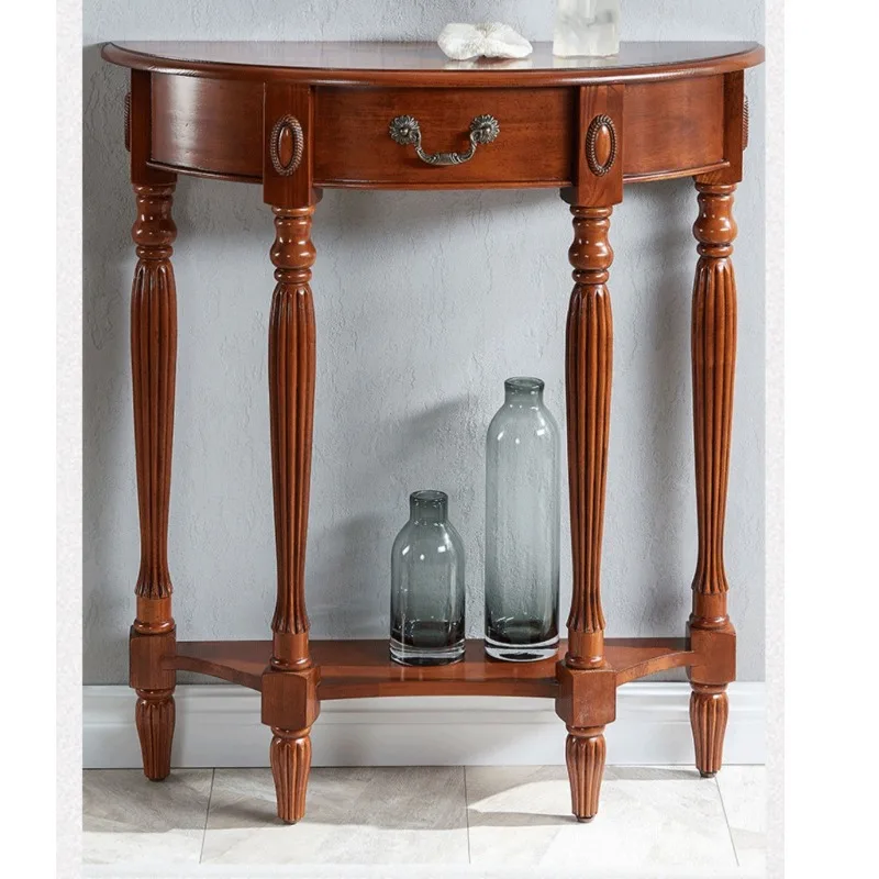 

Creative American ultra-narrow solid wood porch table porch thin cabinet corridor wall decoration side table retro foyer rack