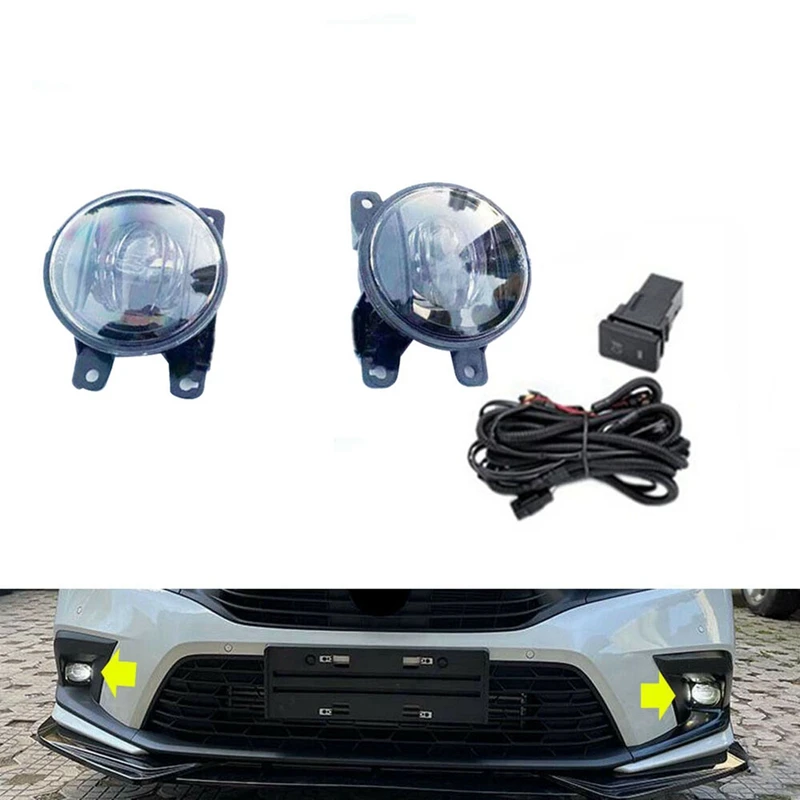 1Pair Car Front Bumper LED Fog Lights Assembly Driving Lamp Foglight Wiring Switch Set For Honda Civic 2022 2023