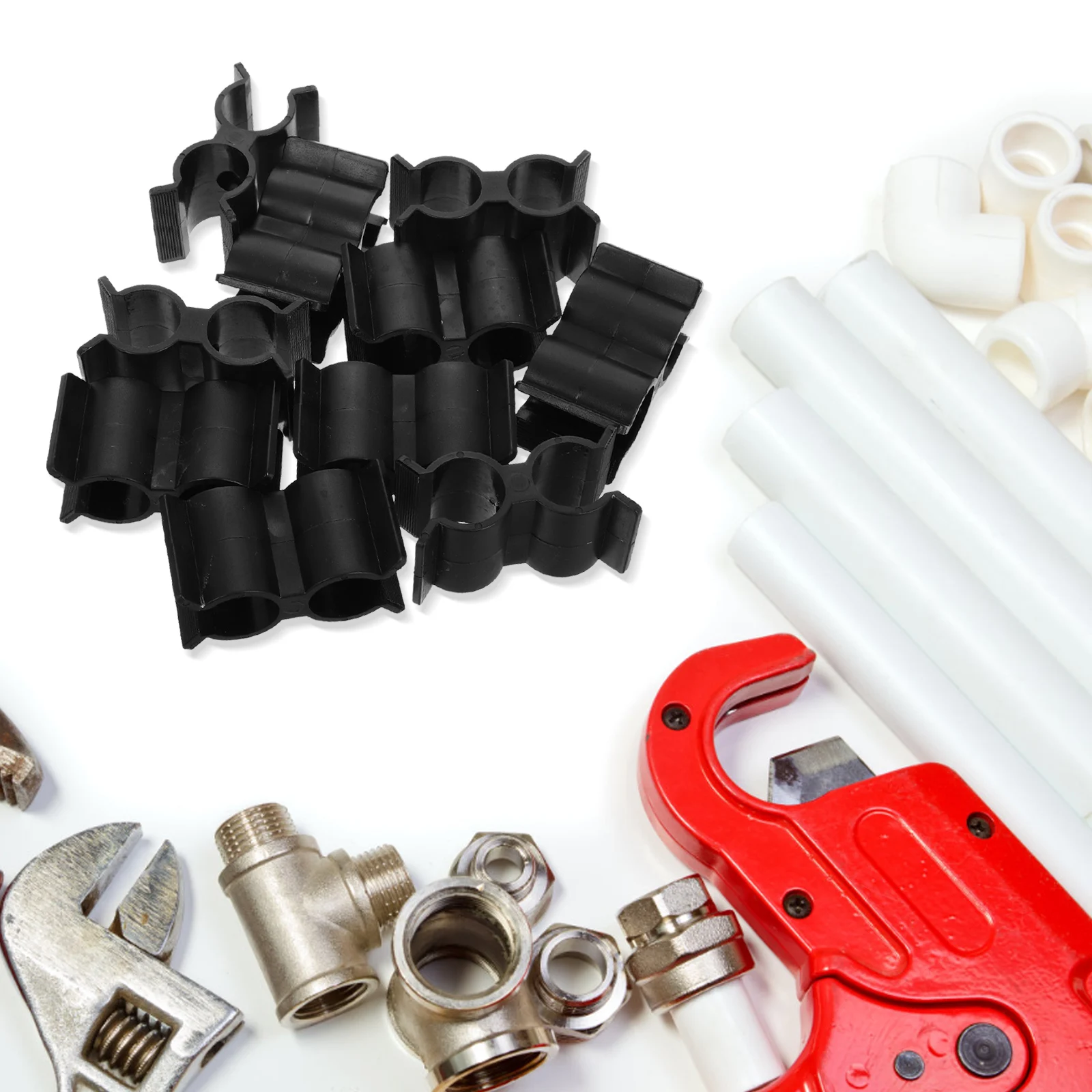 

10pcs Double Pipe Clamps Nylon Black Durable Adjustable Panel Connectors for Yachts Secure Fastening Fence