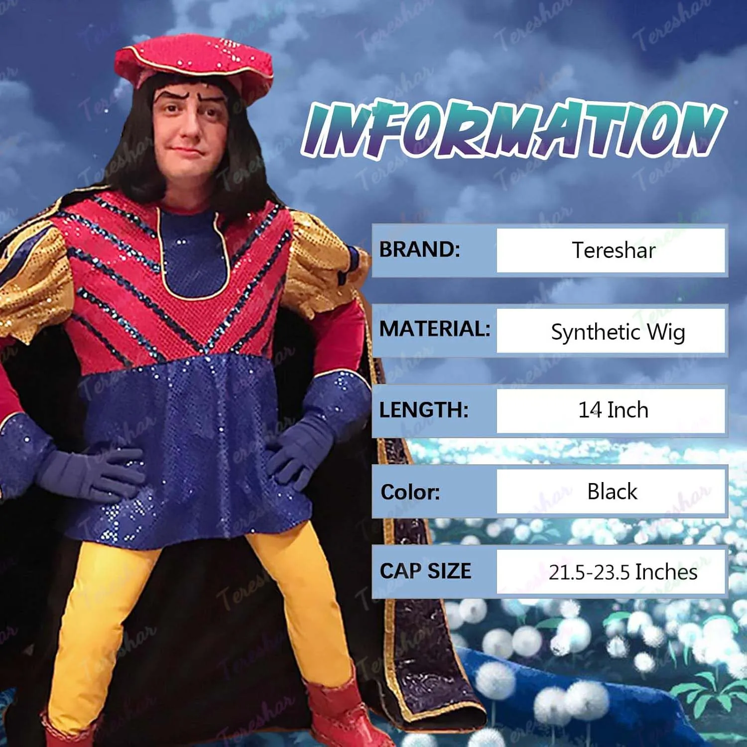 الاصطناعية للجنسين الأسود مستقيم الوجه في قصيرة الانفجارات الكاملة واقعية هالوين تأثيري بوب شعر مستعار مع الانفجارات لورد فاركواد شعر مستعار