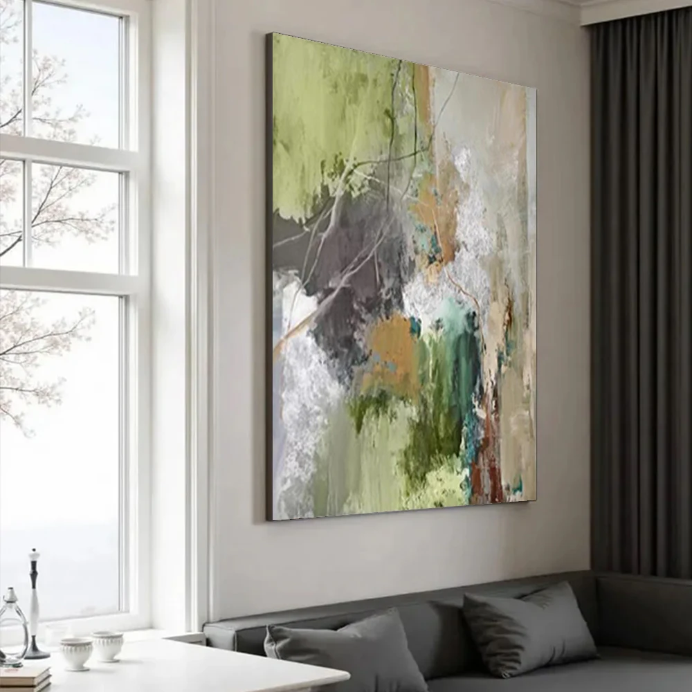 100%Handpainted Modern Pictures On Canvas Bumpy Grainy Oil Painting For Room Decor Desert River Textured Brown  Hang Wall Art