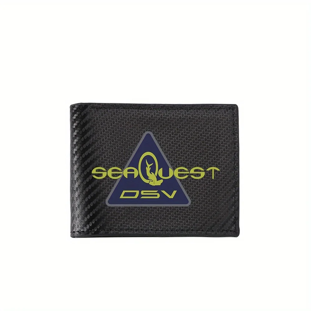 Sea Quest blue triangle shape emblem Men's Wallets Simple Business Modern Stylish Printing Design Gifts For Father Boyfriend Chr