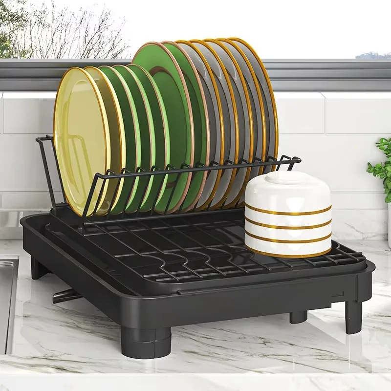 N-03 Stretchable 13.4-21.7 Inch Over Sink Dish Drainer Plate Rack Kitchen Storage Organizer Drying Tray