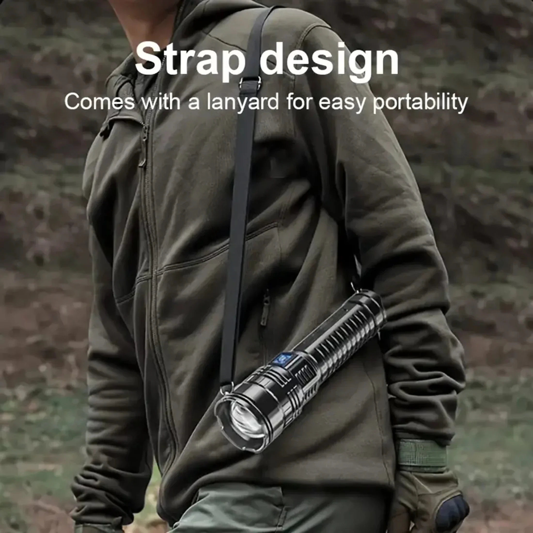 

1PC-Compact Tactical Flashlight with Adjustable Beam - USB Charging, 5 Modes, Ideal for Hiking, Hunting & Self-Defense