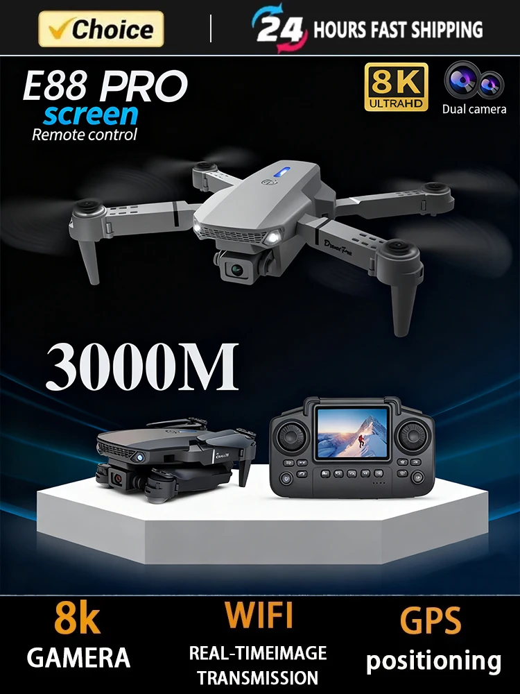 2026 nouveau original E88 Air avec éclairage contrôlé par écran Mini Drone 4K Untal 2 caméra flux optique télécommande avion cadeau
