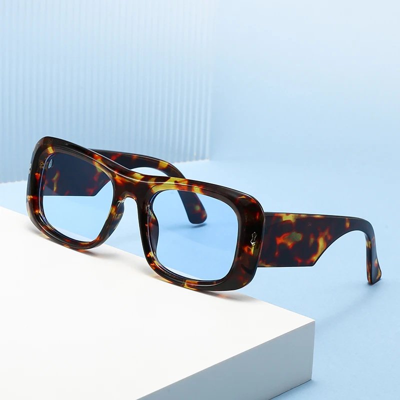 1/4 stücke Vintage Gradienten Quadrat Sonnenbrille Frauen Großen Rahmen Candy Farbe Marke Sonnenbrille Weibliche Leopard Brillen Unisex UV400