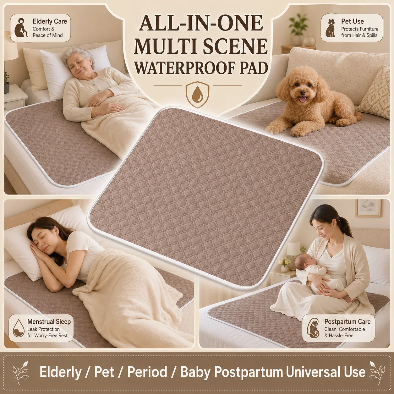 Reusable Washable Incontinence Pad Waterproof Leakproof Bed Mat Elderly Pet Menstrual Multi Size Absorbent Bed Protector - view 5