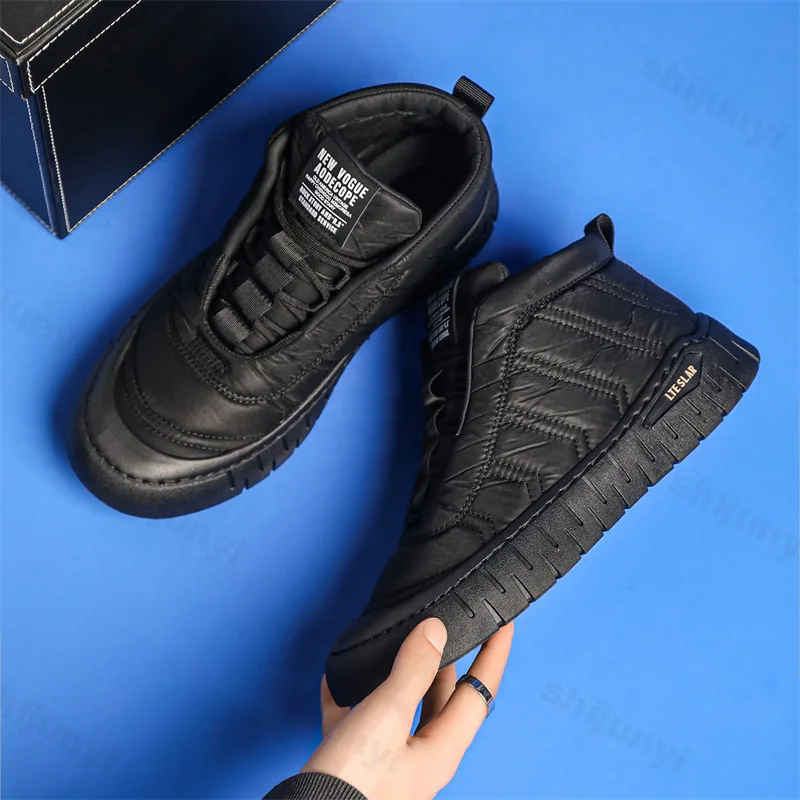 Winter Casual Plush Sport Shoes Mens Fashion Outdoor Ankle Boots Comfortable Warm Slip on Walking Flats for Men Footwear