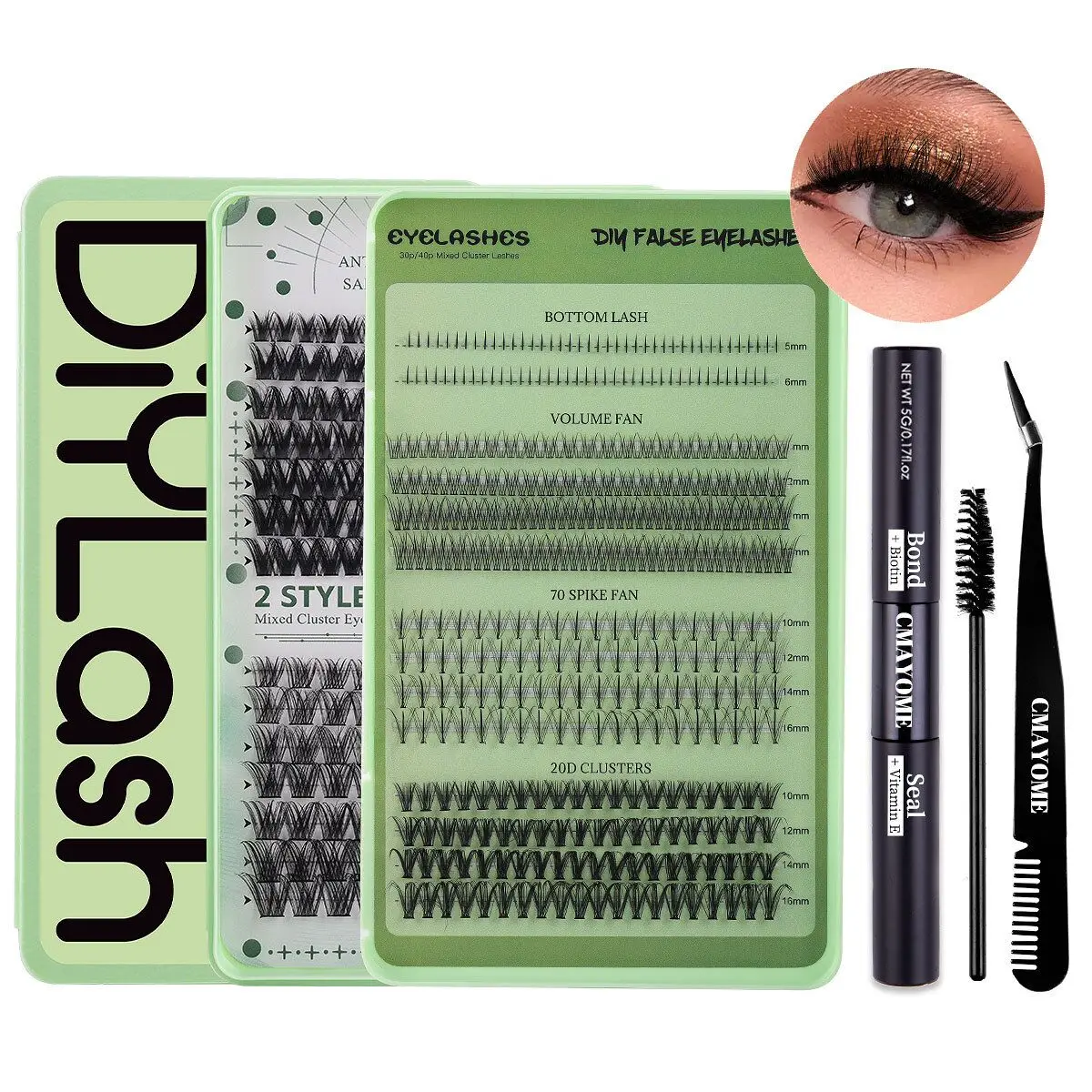 

Lash Extension Kit DIY Lash Clusters Eyelash Extension Kit Mix Individual Lashes Kit with Lash Bond and Seal, remove Tweezers