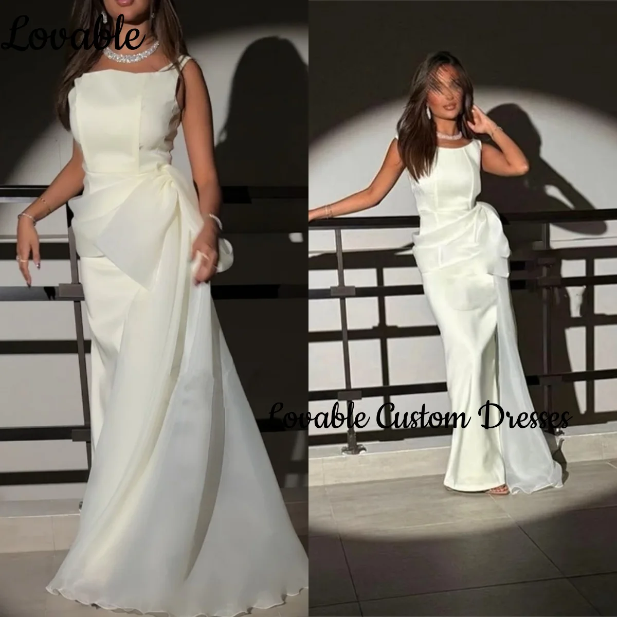 

Birthday Dresses Luxury Customize Sheath Square Neckline Dresses For Prom Floor-Length Sleeveless Zipper Up Dresses For Special