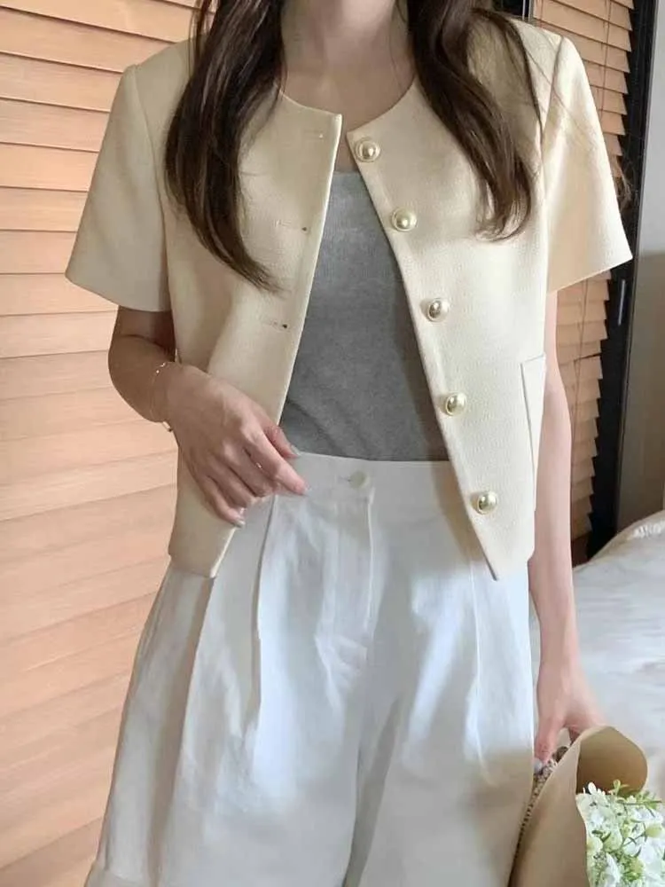 

Шикарная верхняя одежда, женская летняя новая верхняя одежда на одной пуговице, модный повседневный свободный крой, круглый...