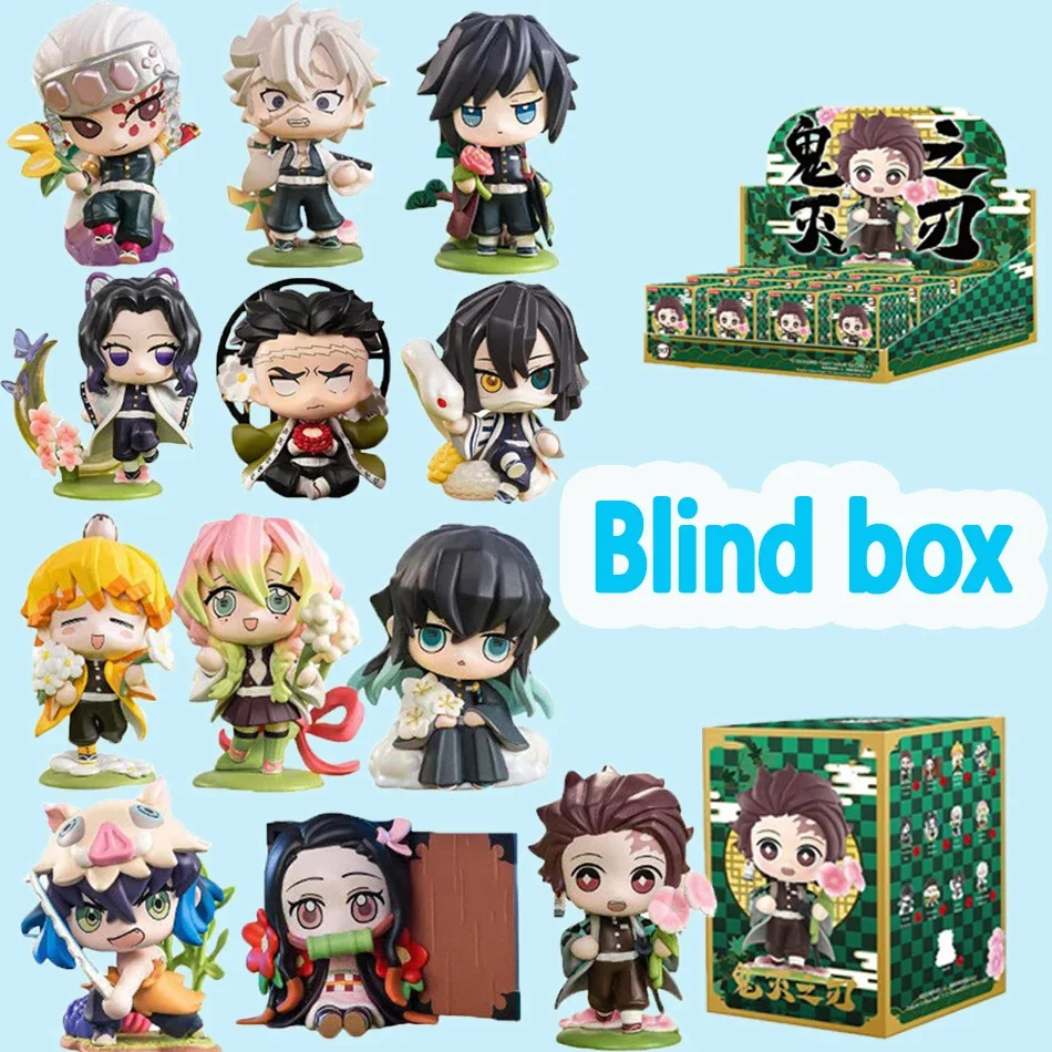 Q-version Demon Slayer Anime blind box Ghost Doll Tanjiro Nidouzi Inosuke Zenizu Doll Action Model Toy Christmas Birthday Gift