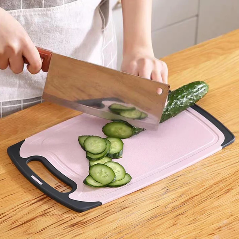 Tabla de cortar de paja de trigo, tabla de cortar de carne vegetal, agujero colgante, prevención de estropajo, accesorio de cocina
