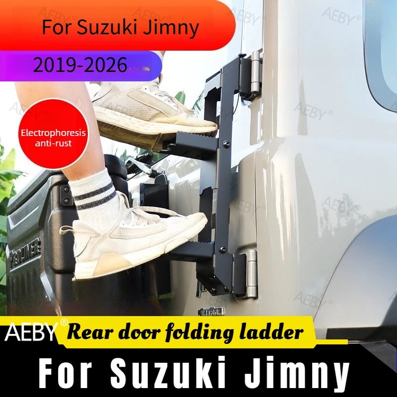 

For Suzuki Jimny 2019-2026 Folding tailgate ladder,Foldable climbing pedals,Non-slip drillless heavy duty,External accessories