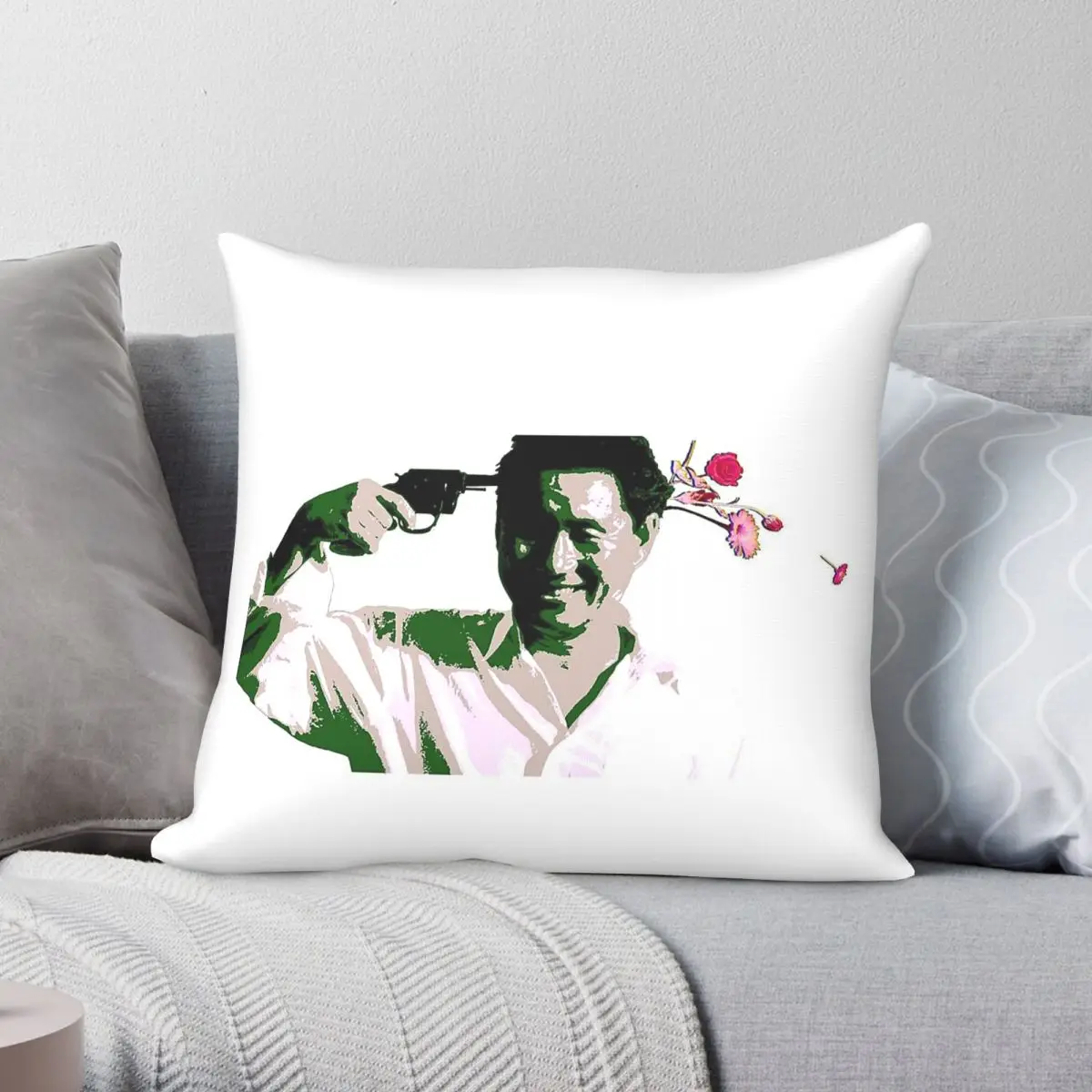 Takeshi Kitano Flowers Pillowcase Polyester Linen Velvet Creative Zip Decor Pillow Case Home Cushion Cover