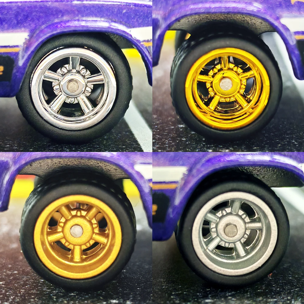 1/64 Model Car Wheels with Rubber Detachable Tires Five Spoke 2 Refitting Parts for Hot Wheels Matchbox D:11mm+13mm 1 Set