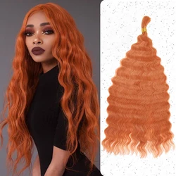 Pacotes de extensões de cabelo sintético para mulheres, cabelo ondulado de água solta, cabelo crochê ombre, cabelo diário, cabelo em massa, 3PCs, 24 in