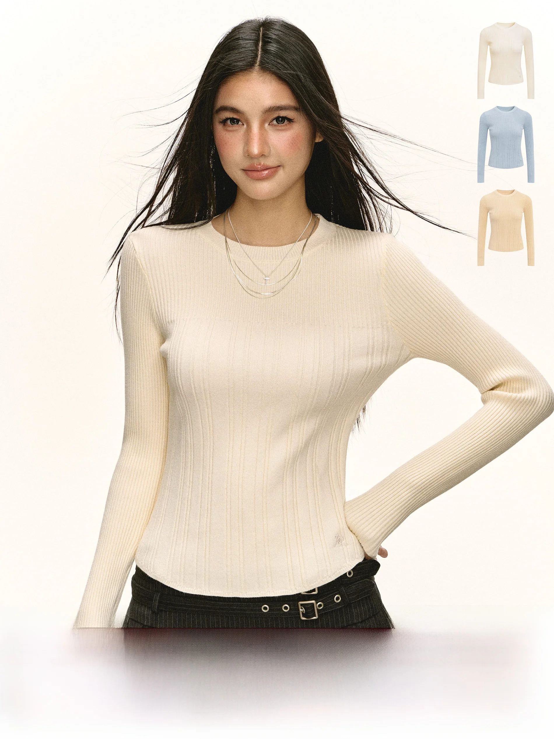 

Ariseism American Retro Knitted Top Women's Base Layer Slim Fit Inner Wear Street Sle Polyester Viscose Nylon Long Sve r...