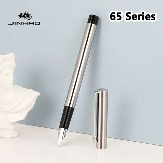 Pióro wieczne Jinhao 65, luksusowe pióro, eleganckie pióro z atramentem do kaligrafii, czarne, srebrne kolory, artykuły papiernicze, artykuły szkolne biznesowe