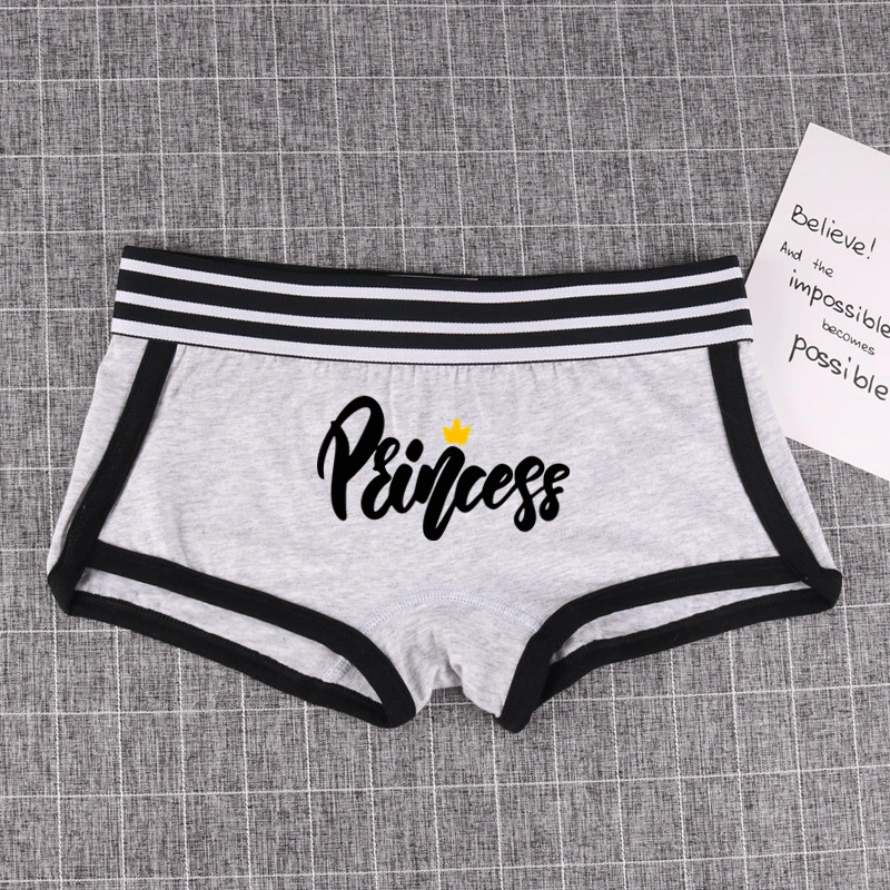 Princess TEXTS Cotton Boy Shorts WIFE Gift Underwear for Women New Women Boxer Shorts Girl Panties Breathable Women\'s Intimates