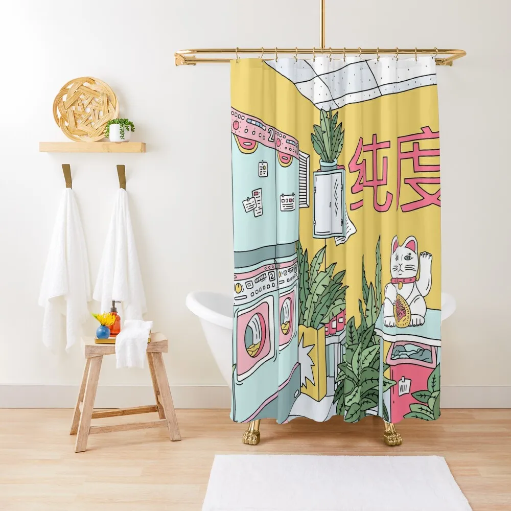 

MANEKI WASH GREEN Shower Curtain Shower Set For Bathroom Shower For Bathroom Anime Curtain