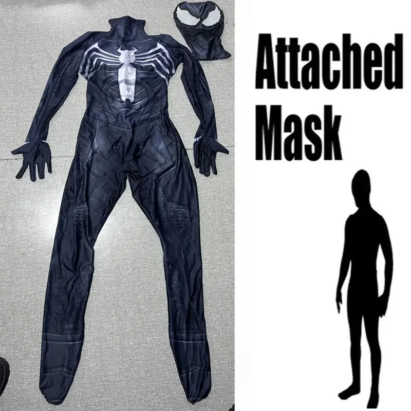 Halloween Insomniac Spider 2 Venom Cosplay Costume Men Superhero Zentai Bodysuit for Adult Party Jumpsuit