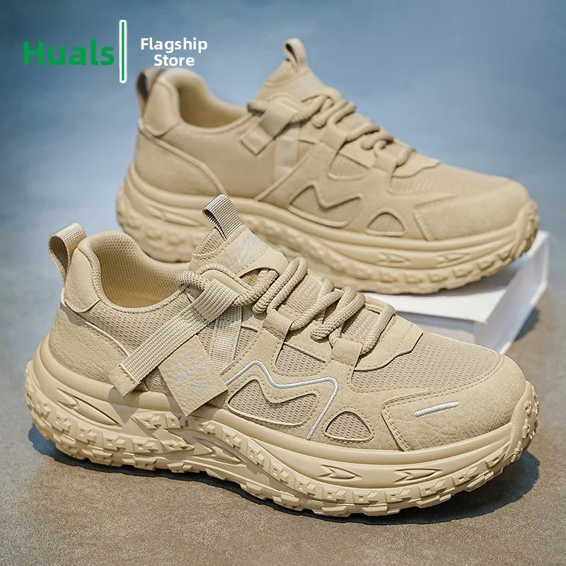 Men's Summer Sporty Casual Running Shoes Breathable Versatile Thick Tire Sole Black Dad Shoes Fashionable Korean Style