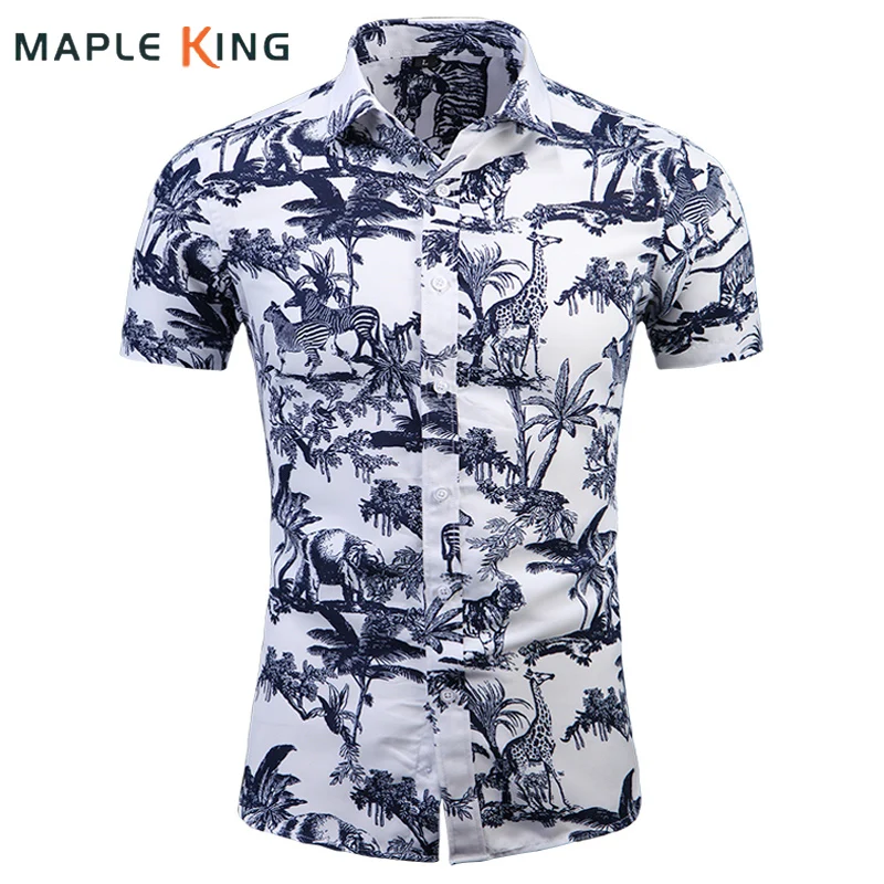 Camisas con estampado de animales tropicales para Hombre, camisa hawaiana informal, Camisas elegantes de vacaciones de moda coreana, Blusas ajustadas, Tops 7XL