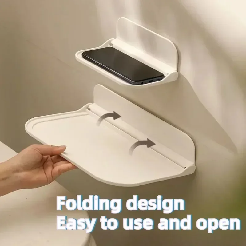 

Wall Mounted Foldable Decorative Shelf, Folding Board, Bathroom Wall Storage, Clothes Storage, Non-perforated