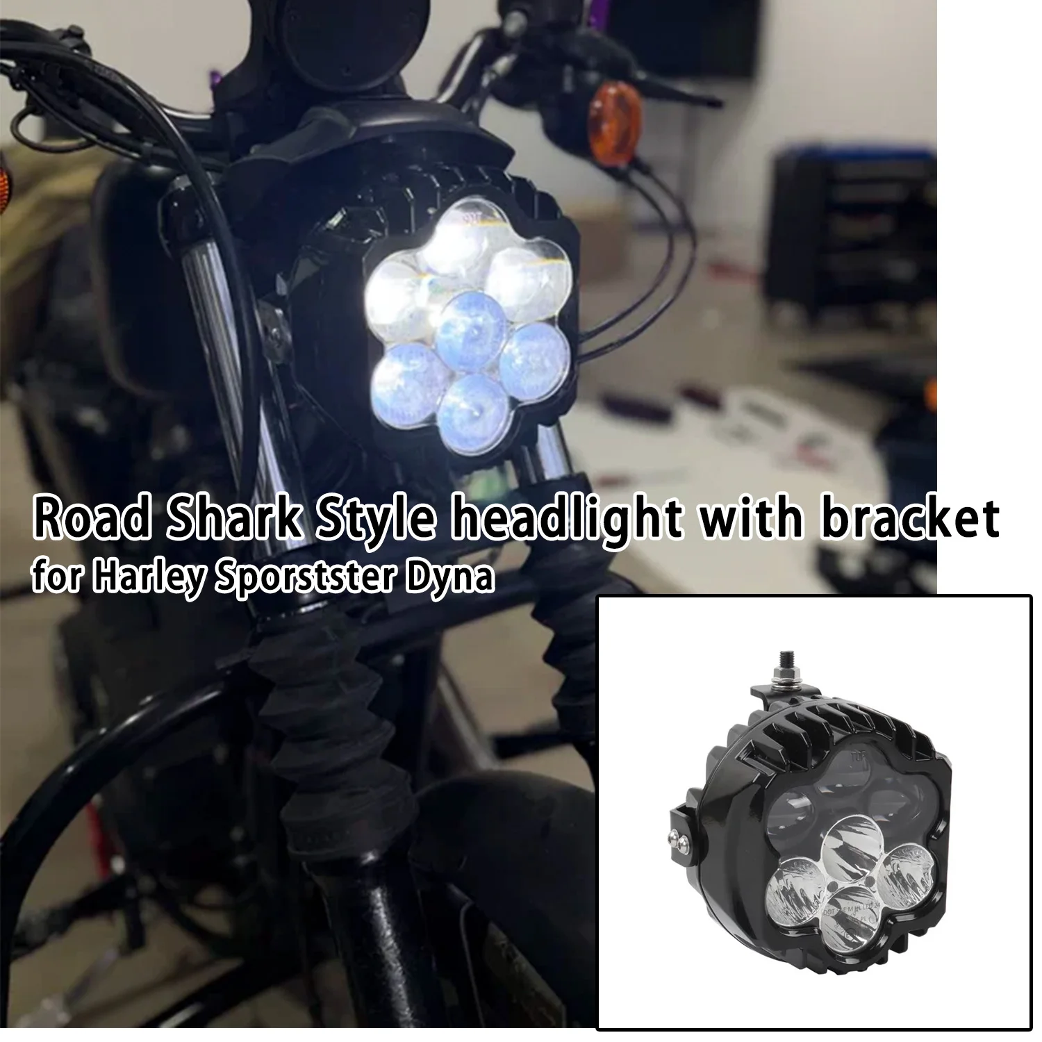 

Motorcycle Accessories Performance LED Headlight with Bracket Plug&Paly Lamp for Harley Sportster Dyna Models Black Lamp