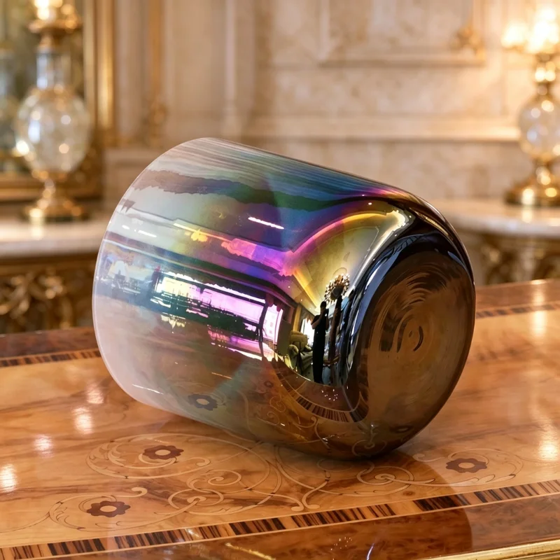 432Hz Special Aurora Gradient Clear Alchemy Crystal Bowl with accessories