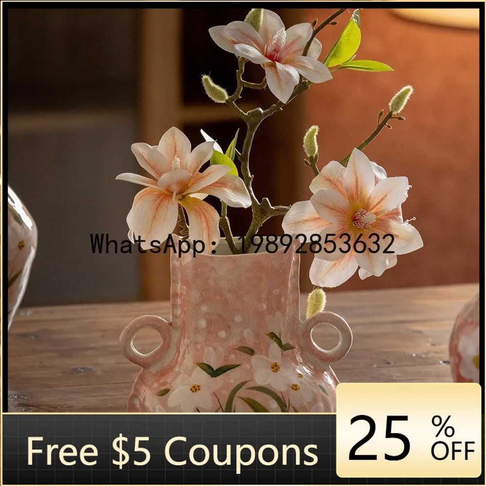 

Z4 Jingdezhen Ceramic Vase Ornament High-End Entryway American Art Decoration Living Room Imitation Flower Arrangement Vase
