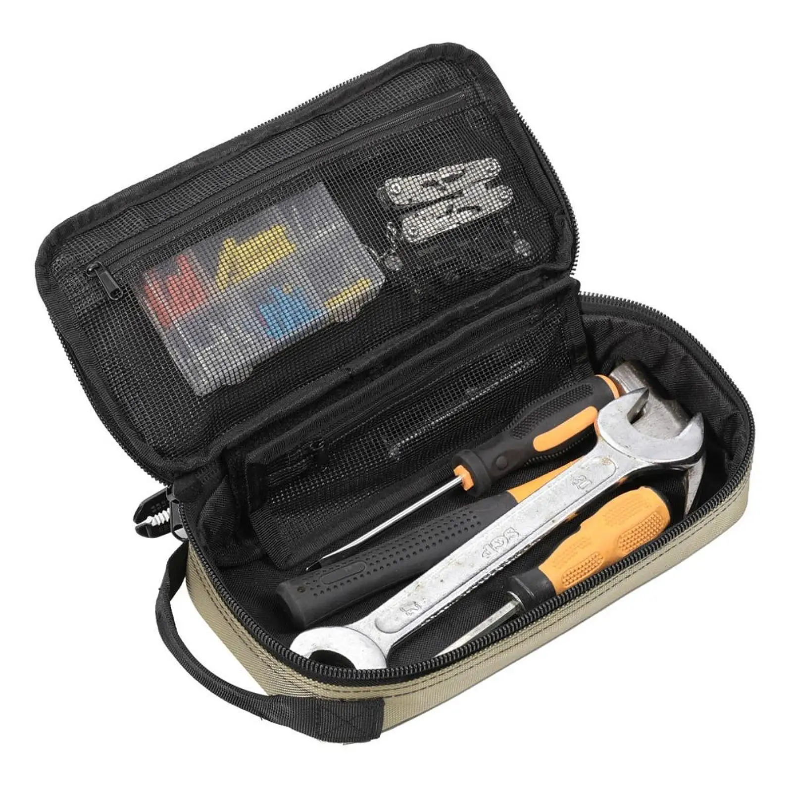Portable Tool Bag with Handle Handbag Wide Mouth Compact Handheld Tools Bags Pouch for Plumber Carpenter Electrician Hobbyist