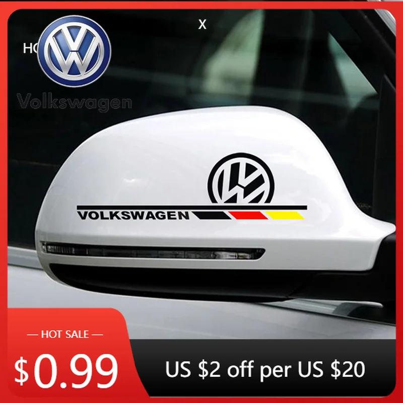 

Подстаканники, 2 шт., светоотражающие наклейки на зеркало заднего вида, водонепроницаемая наклейка для Volkswagen Golf 4 5 6 7 8 Passat Tiguan Bettle Jet