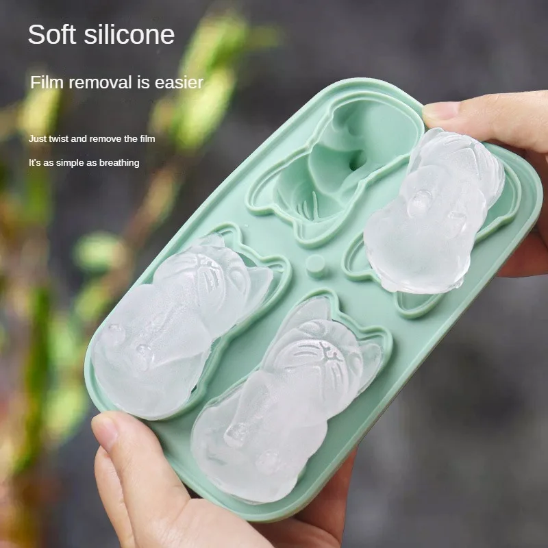 French Bulldog Ice Tray Silicone Durable Not Easily Deformed Portable Drinkware Accessories Household Ice Mold Four Grid Cartoon