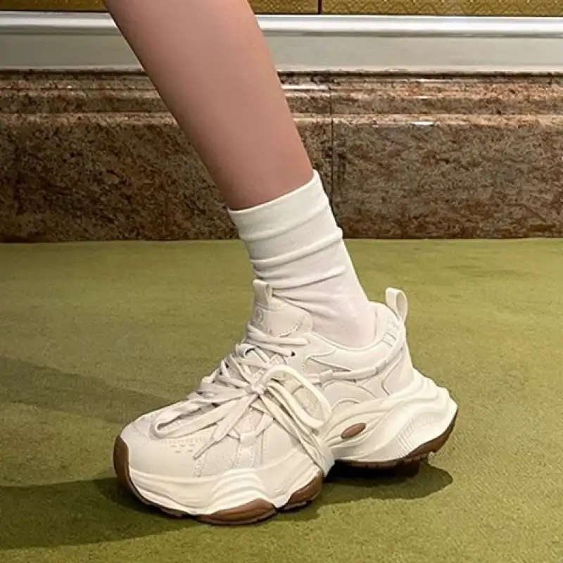 

Spring Summer Dad Shoes Women New Popular Thick Soled Sponge Cake Shoes White Sneakers Women Casual Sports Flat Sneakers Shoes