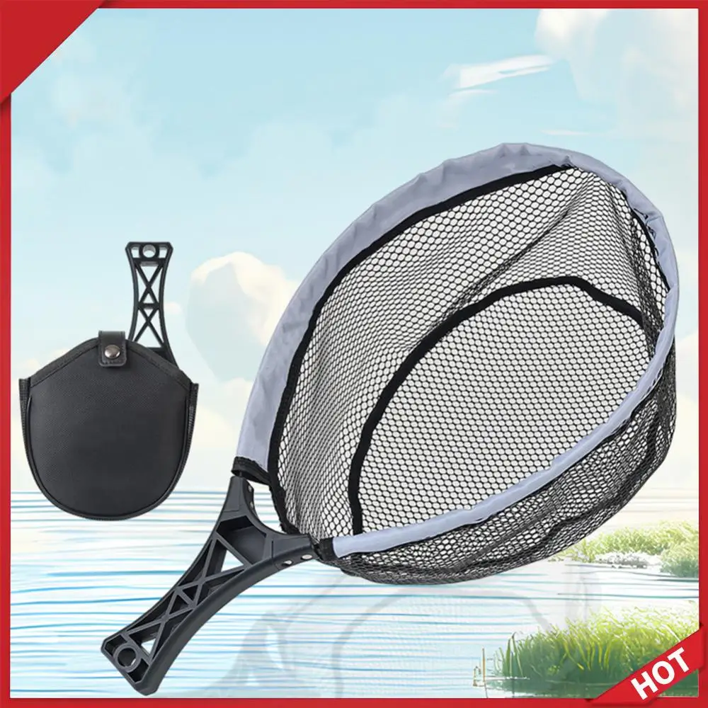

Складной подсачек для нахлыстовой рыбалки с мягкой резиновой сеткой и нескользящей ручкой, аксессуар для рыбалки на открытом воздухе