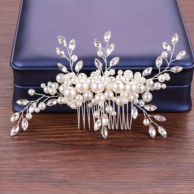 Crystal Pearl Hair Comb Headband Hairband For Women Party Bridal Wedding Hair Accessories Jewelry Comb Clip Headband Hairband
