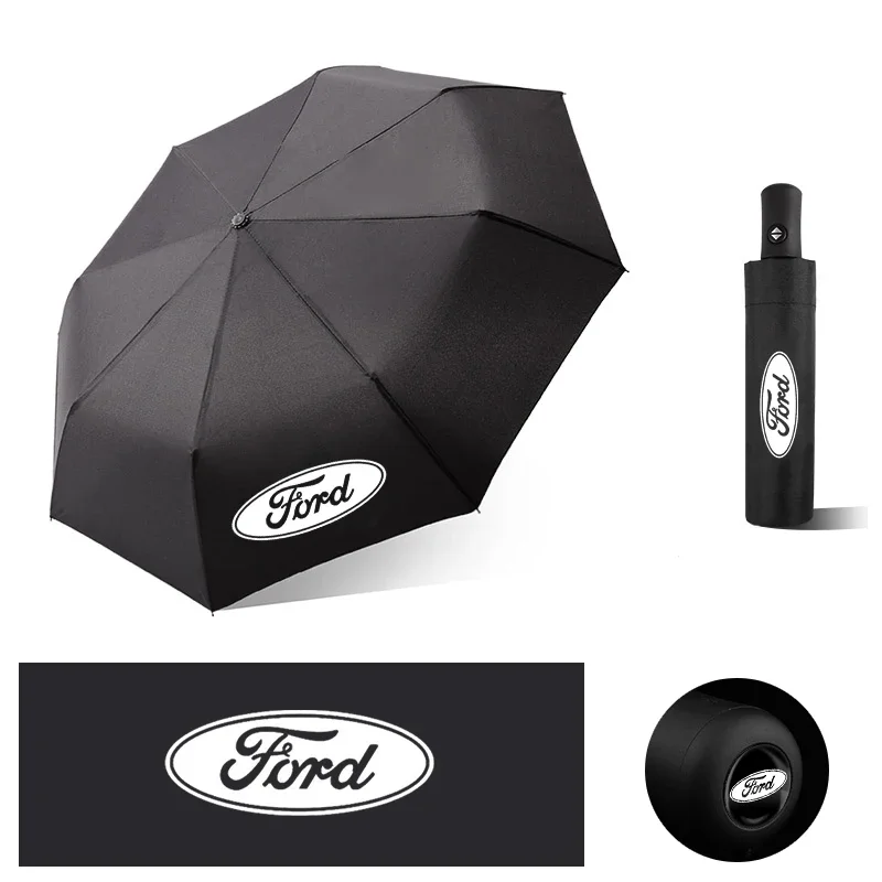 Car Automatic Rain Wind Resistant Folding Umbrella For Ford Mustang BA Shelby SYNus King GTX1 Fusion Focus F-150 Transit Ranger